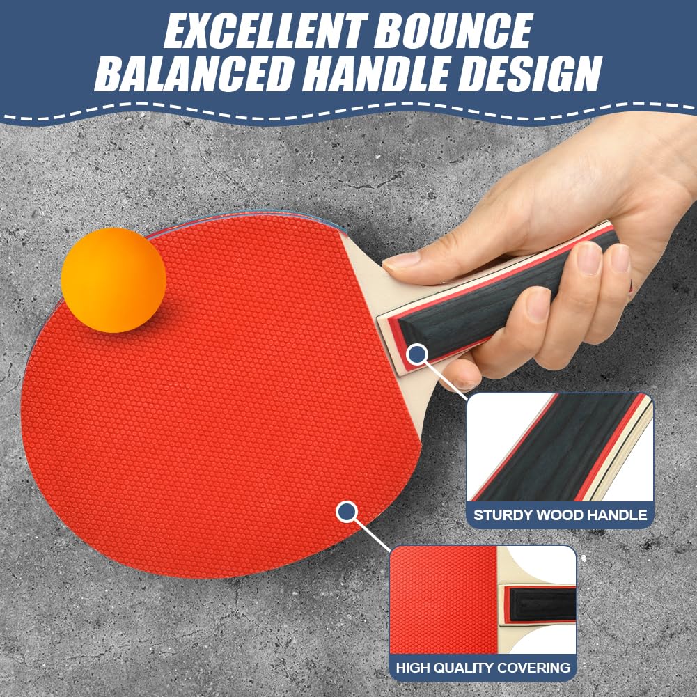 Flintronic Set Racchette Ping Pong, Set da Ping Pong con 2 Racchette 3 Palline 1 Borsa Portatile, Set da Tennis da Tavolo Professionale, Ping Pong Set per Allenatori, Amatori, Principianti