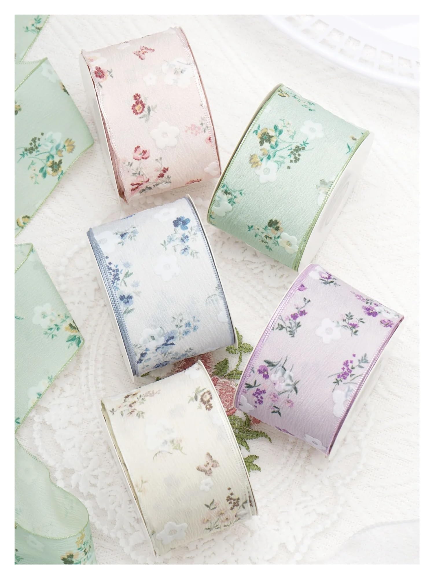 Ruban Fleuri Ruban imprimé floral 50 mm 10 yards
