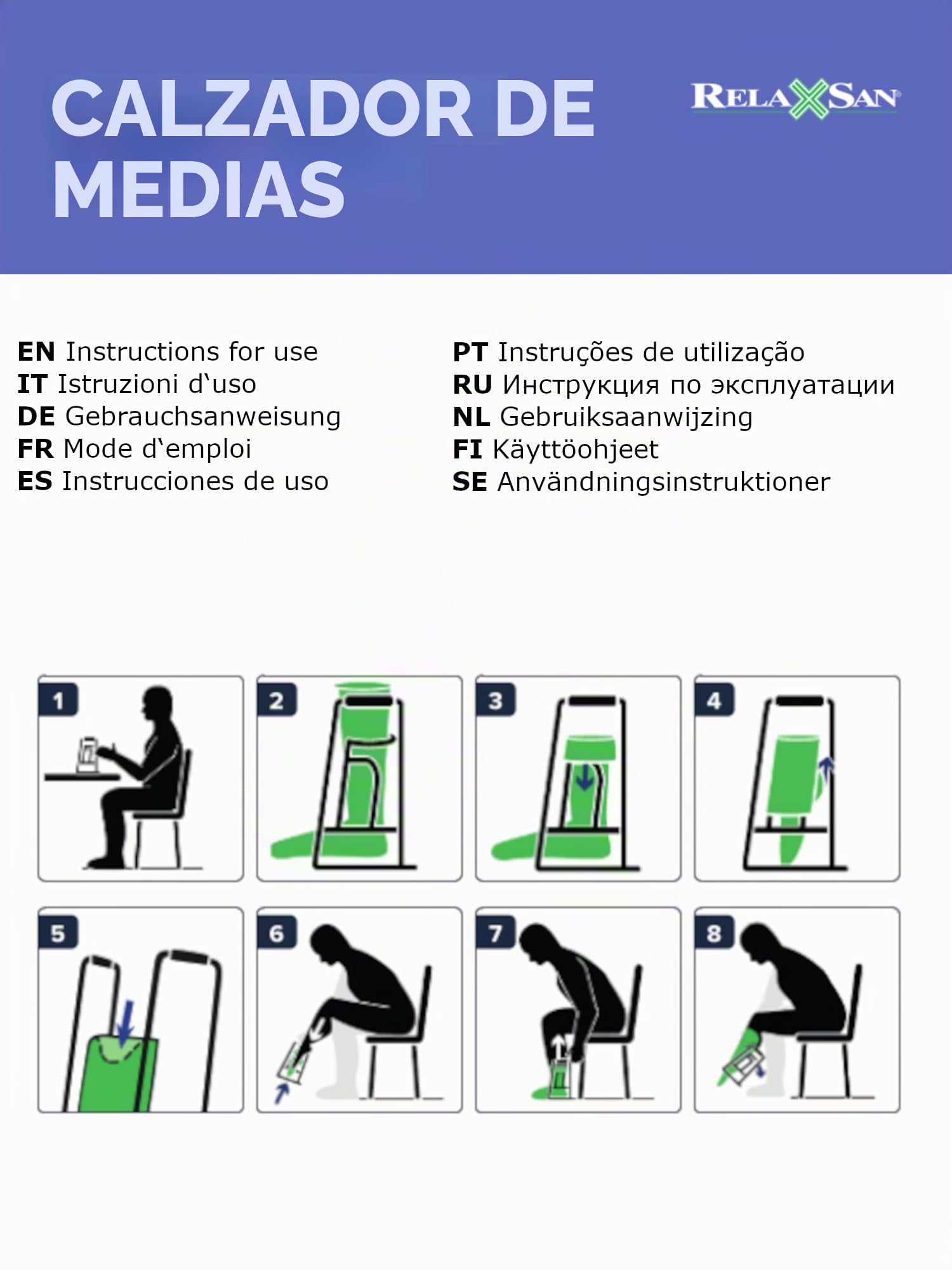 Relaxsan Calzador de Calcetines SD2011 - Calzador de Medias de Compresión, Ayuda Para Poner Medias y Calcetines de Compresión