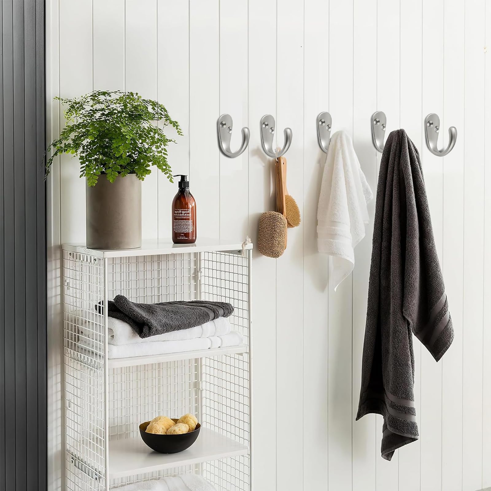 KHTUMEWARE-HK337 Brushed Nickel Coat/Robe Hooks in Brushed Nickel — KHTUMEWARE