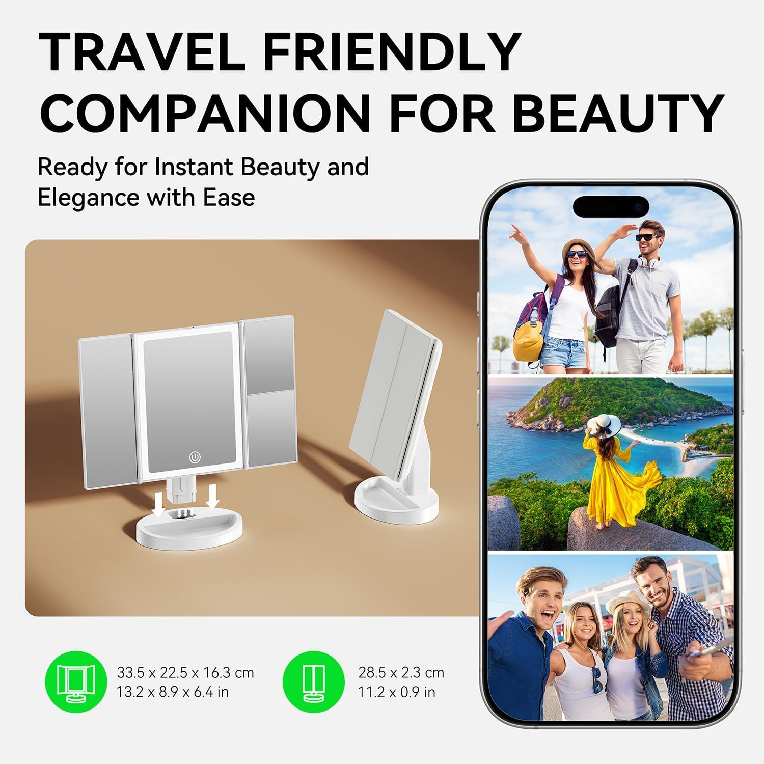 Specchio Da Trucco Con Luci LED - Ingranditore 1X/5X/10X, Luminosità Regolabile, Girevole 180° Per Trucco E Cura Della Pelle - Foto 4