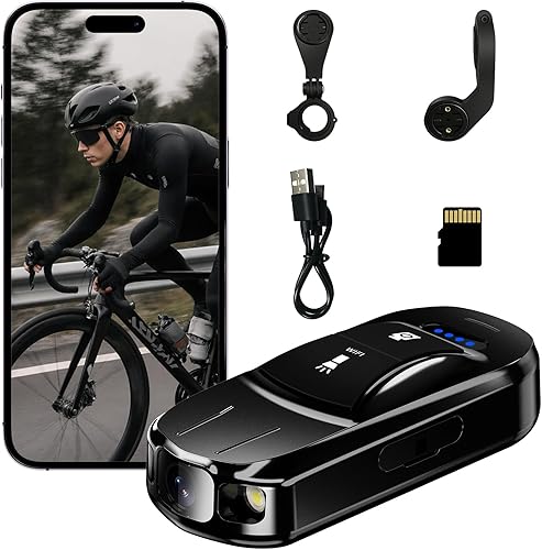 Cámara de bicicleta Cámara de acción de pulgar pequeña, IPX6 impermeable, inalámbrica, con soporte para bicicleta, para ciclismo, deportes, vlogging