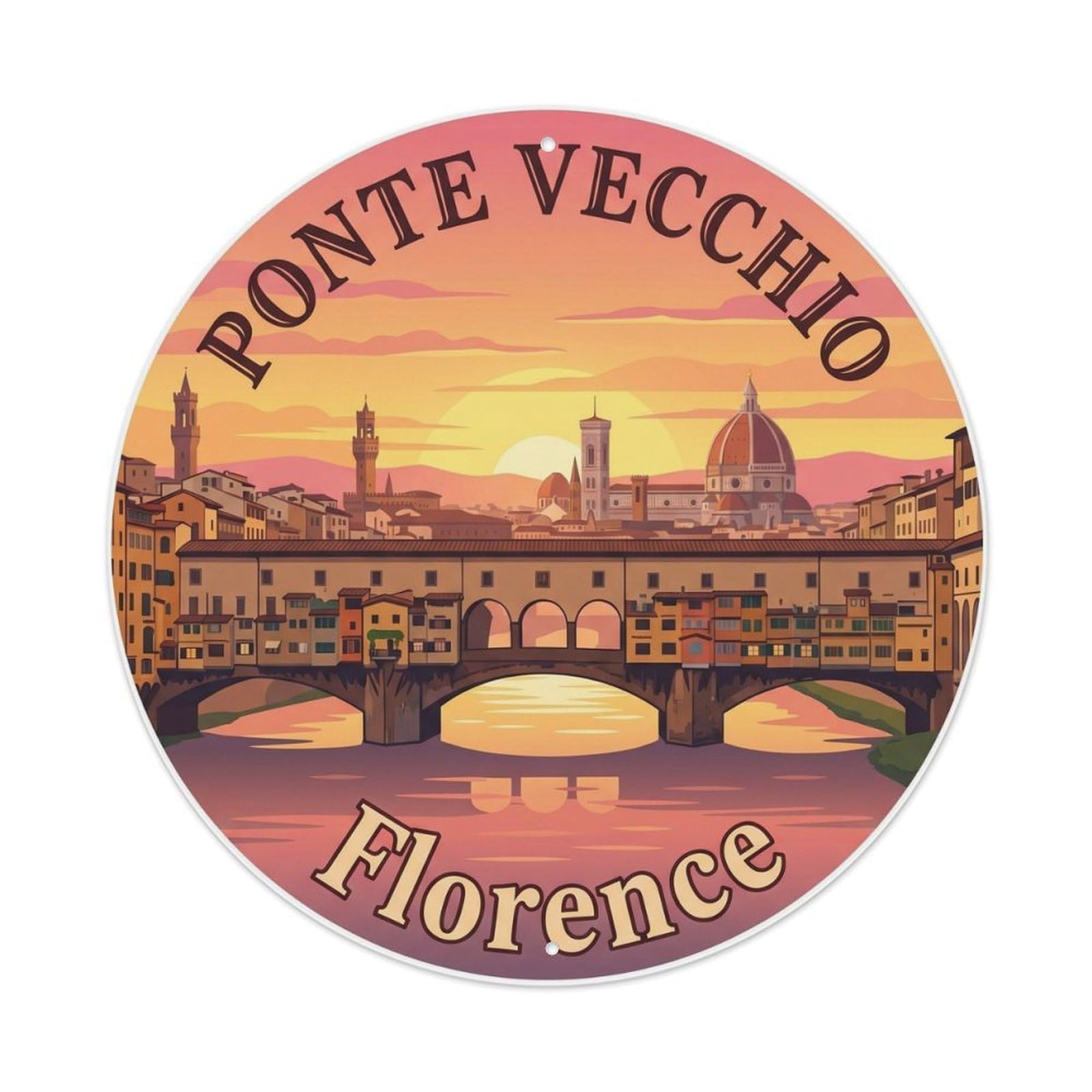 Fqnyr Style Vintage Travel Ponte Vecchio Firenze Metal Tin Sign