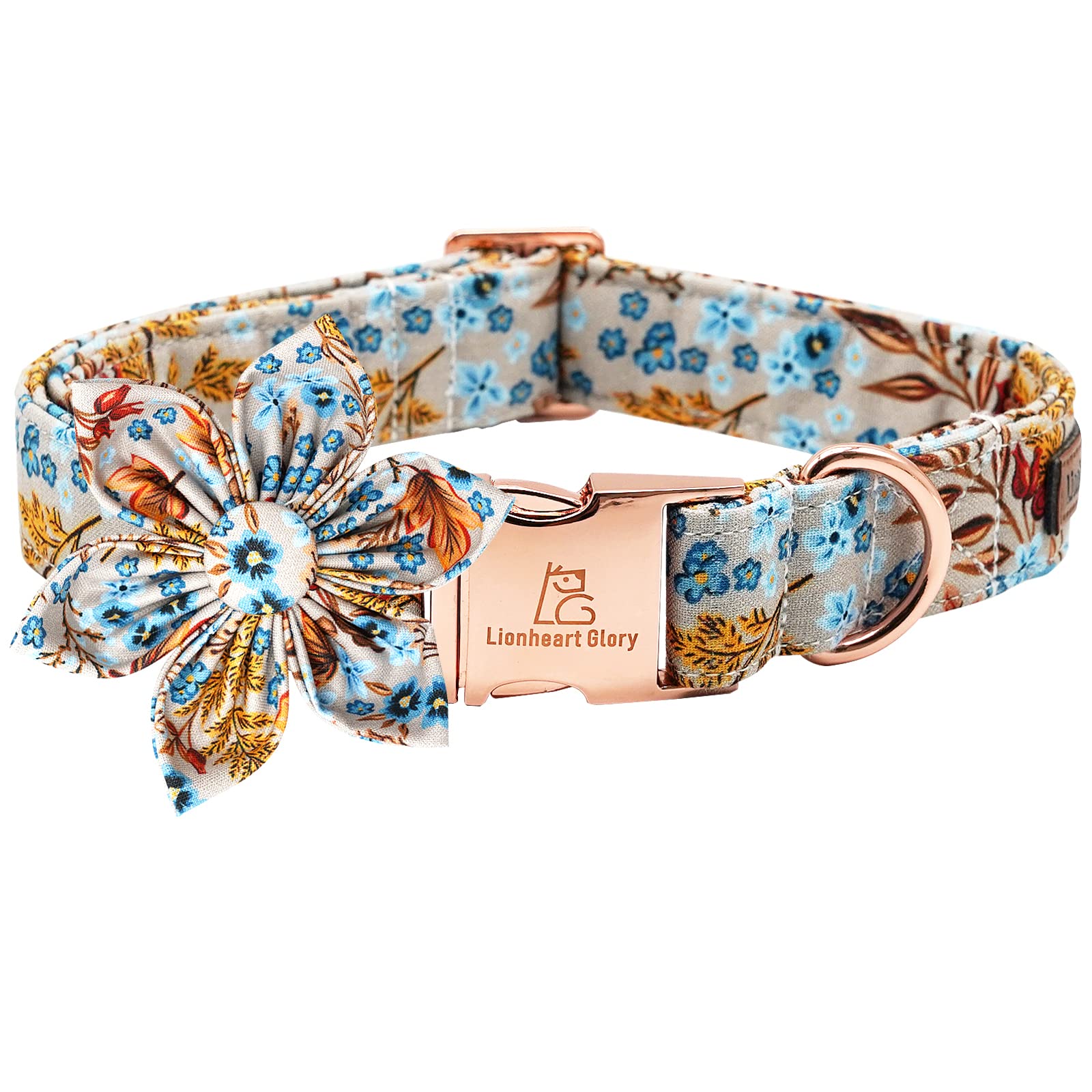 Lionheart glory Premium Dog Collars Flower Dog Collar Heavy Duty Adjustable Fall Dogs Collars X-Small Puppy Maple Leaf Pet Collar Flower Pets Collar