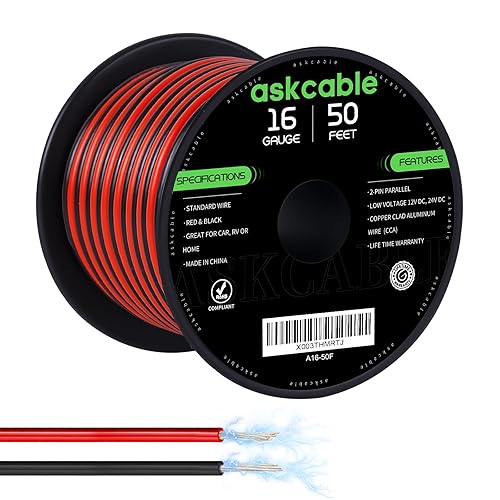 Vista 22 de Cable de calibre 12, cable eléctrico de 12 AWG, 2 conductores de cable rojo negro, cable de extensión de PVC flexible de aluminio revestido de cobre