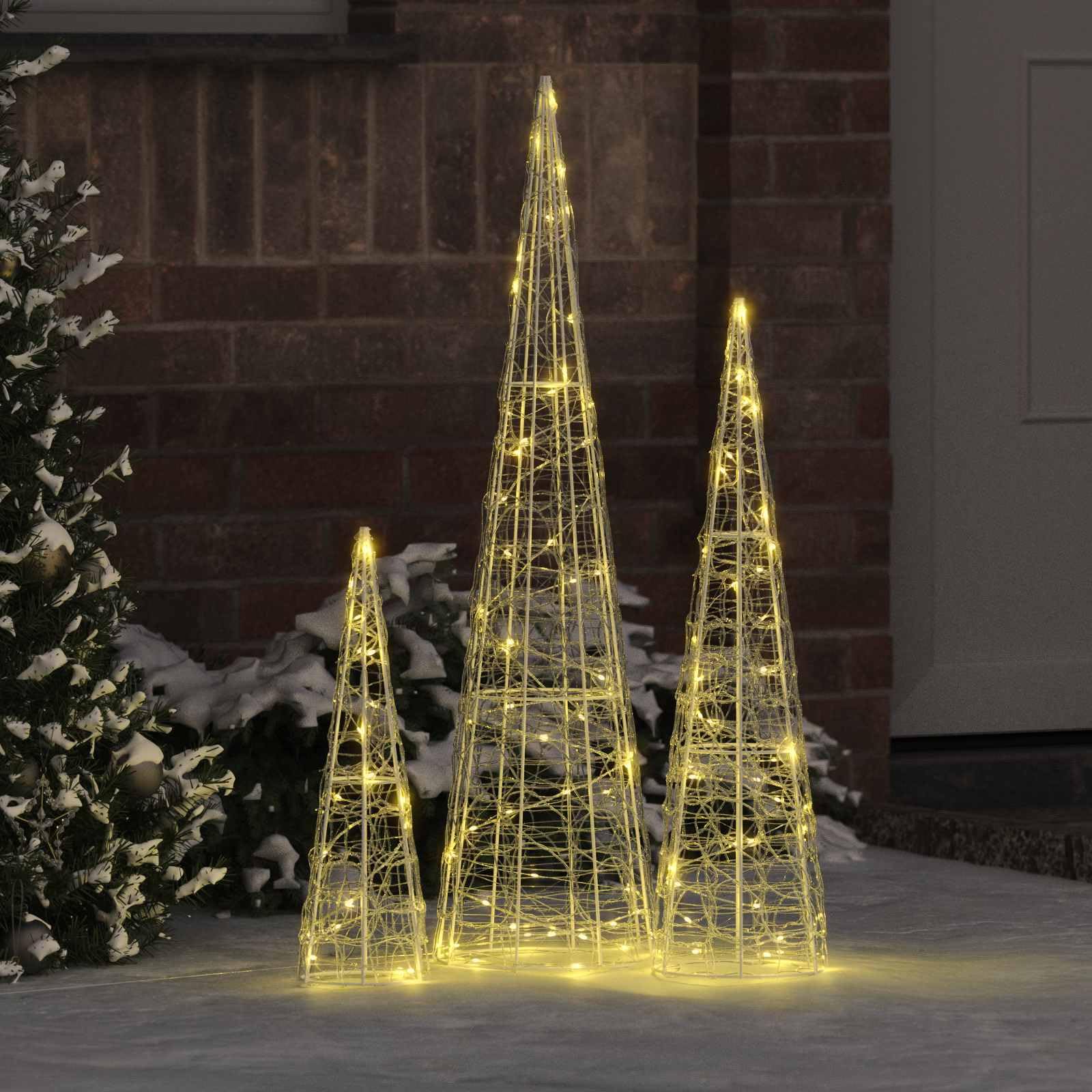 vidaXL Weihnachtsbaum 3 STK. Warmweiß 20 x 20 x 80 cm Acryl 90 LEDs