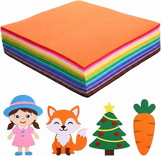 80 PCS 11.8” x 11.8” Felt Sheets for Crafts – 1 mm Thick Synthetic Fiber Felt Squares, 40 Colors with 2 x 21-Color Thread & Needle Sets for Sewing, Patchwork, DIY Projects
