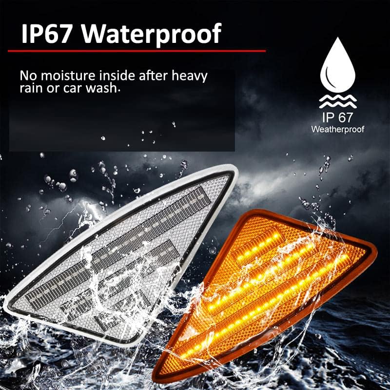 Miniatura 6 de D-Lumina Luces LED de marcador lateral, lente transparente compatible con Kenworth T660 T170 T270 T370 2008-2021, 3 filas de luces laterales de