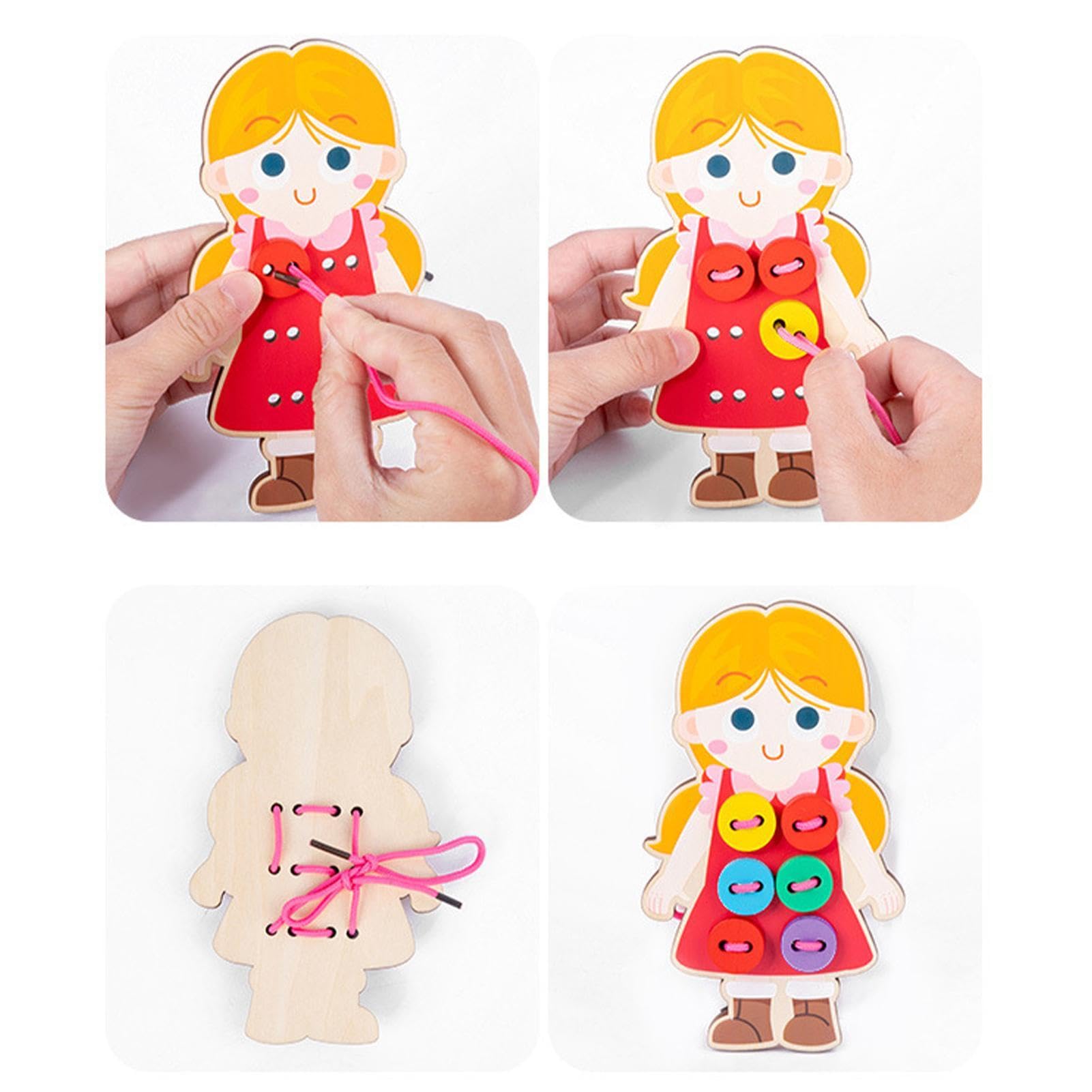 Lot De 2 Jouets à Lacets En Bois | Cartes à Coudre Pour Enfants Pour Apprendre Les Compétences De Base De La Vie, Jouets De Motricité 3 à 5 Pour Améliorer Les