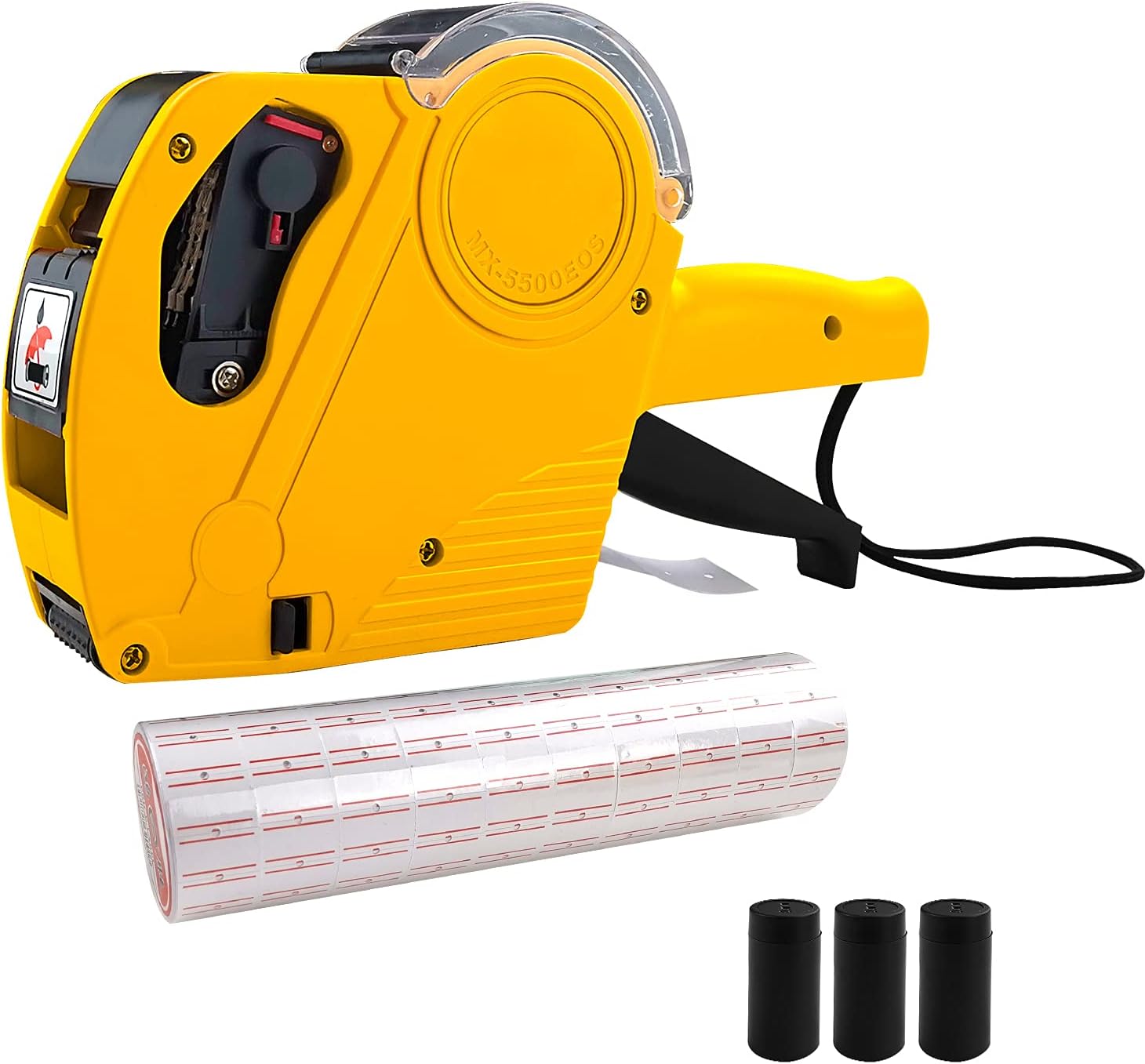 MX-5500 8 Digits Price Tag Gun with 5000 White Sticker Labels and 3 Extra Inker, Price Gun for Grocery Store Marking (Yellow)