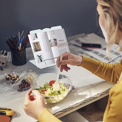 Miniatura 3 de Honagu Soporte de metal para libros de escritorio, soporte para libros para leer manos libres, soporte ajustable para documentos de libros de