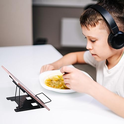 Miniatura 3 de Honagu Soporte pequeño de metal para libros de escritorio, soporte ajustable, manos libres para documentos, libros de cocina, música y libros de