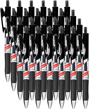 Rieort Ballpoint Pens 24 Pack Ballpoint Pens Push-Action Neutral Pen G6 Nib 0.5mm Black Ink Gel Ink Pens Daily Writing Use Rollerball Pens Lightweight