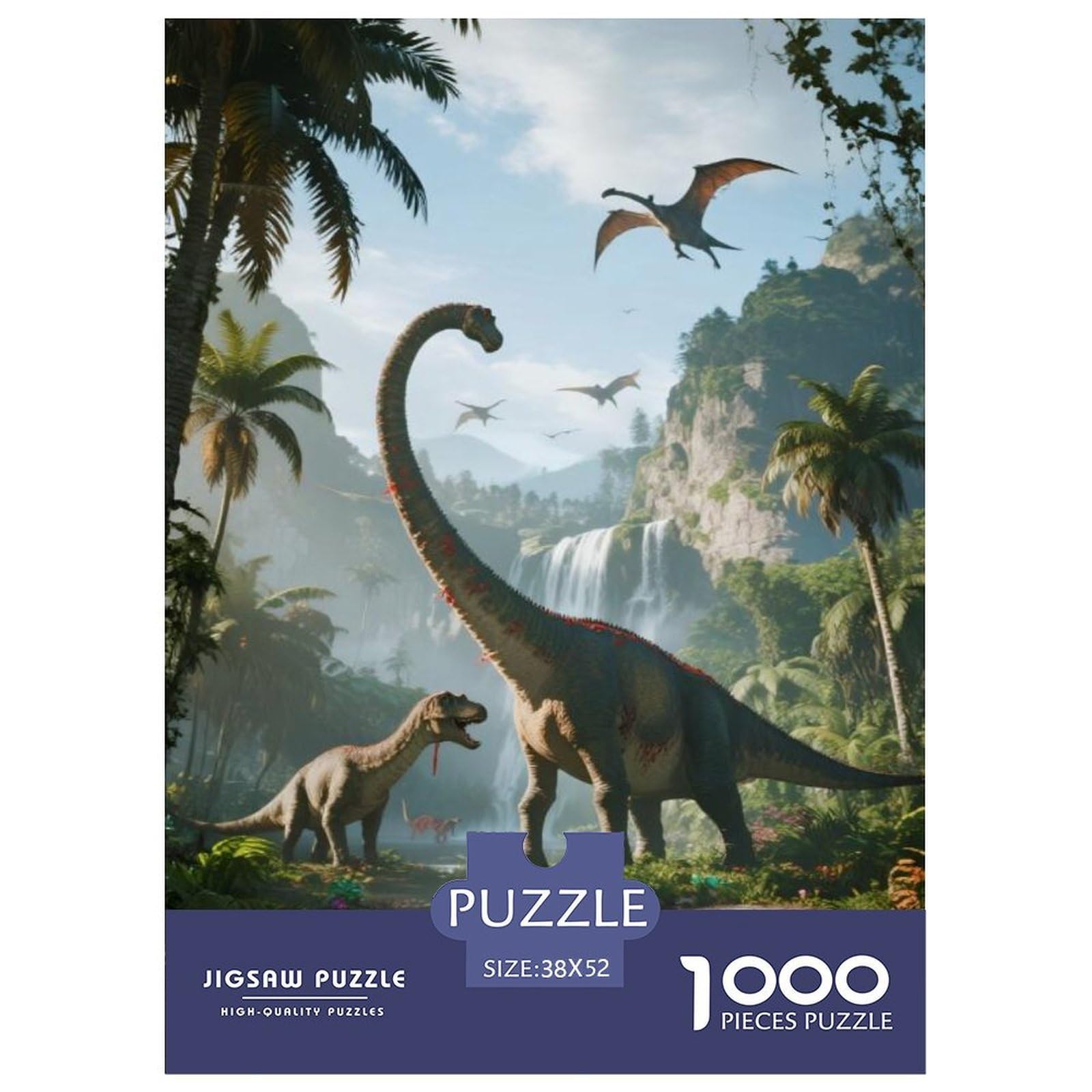 Dinosaur 1000 Pieces Jigsaws Puzzle Games Challenge Toy Dinosaur World Home Decoration Fit Families Kids Age 12+ 52x38cm/1000pcs — image 1