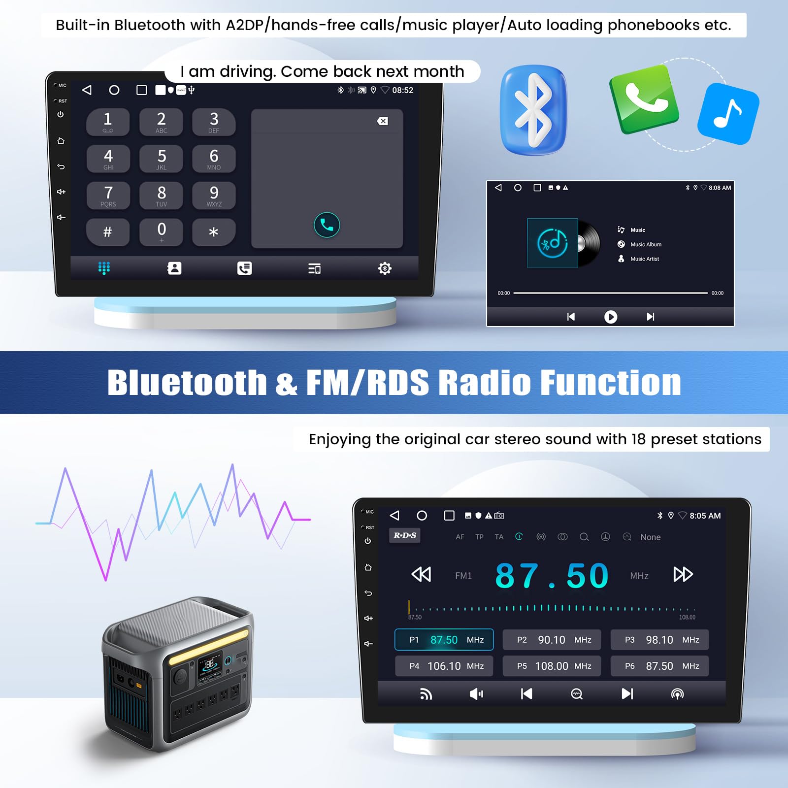 Android 15, 2G+64G GOHHDL Autoradio 2 DIN para Toyota Auris 2006-2011 Carplay Android Auto, Pantalla Táctil de 10-Pulgadas, Radio para Coche con GPS WiFi EQ Bluetooth FM/RDS SWC +Cámara + Mic
