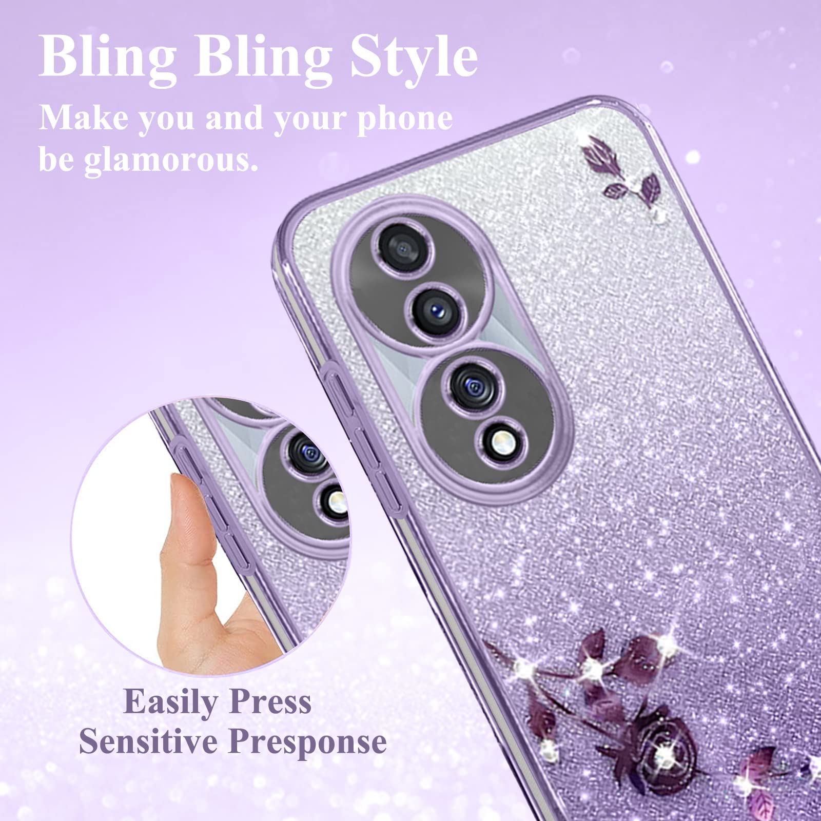 Funda Para OPPO A38 4G Con Purpurina - Transparente Y Brillante, Antigolpes, Delgada, Color Azul