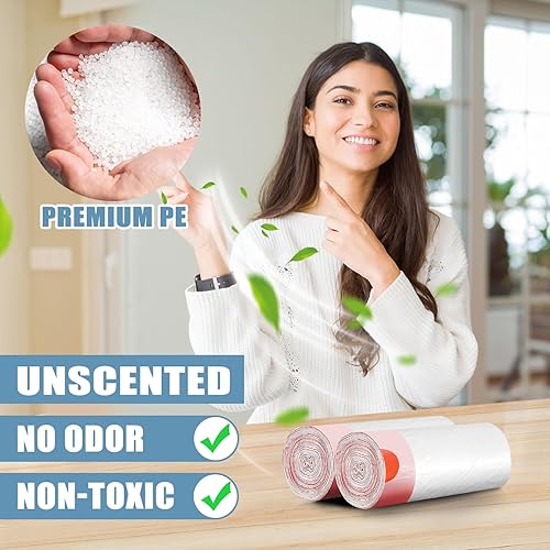 Miniatura 5 de Bolsas de basura pequeñas de 4 galones, sin desgarros con cordón, bolsas de basura blancas sin perfume, 60 unidades