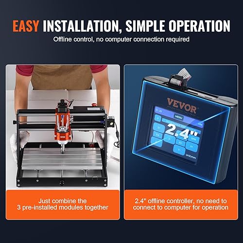 Miniatura 5 de VEVOR Máquina enrutadora CNC, 120W 3 ejes GRBL Control de madera grabado tallado máquina de fresado, 11.811 x 7.874 x 2.362 in11.8 x 7.87 x 2.36