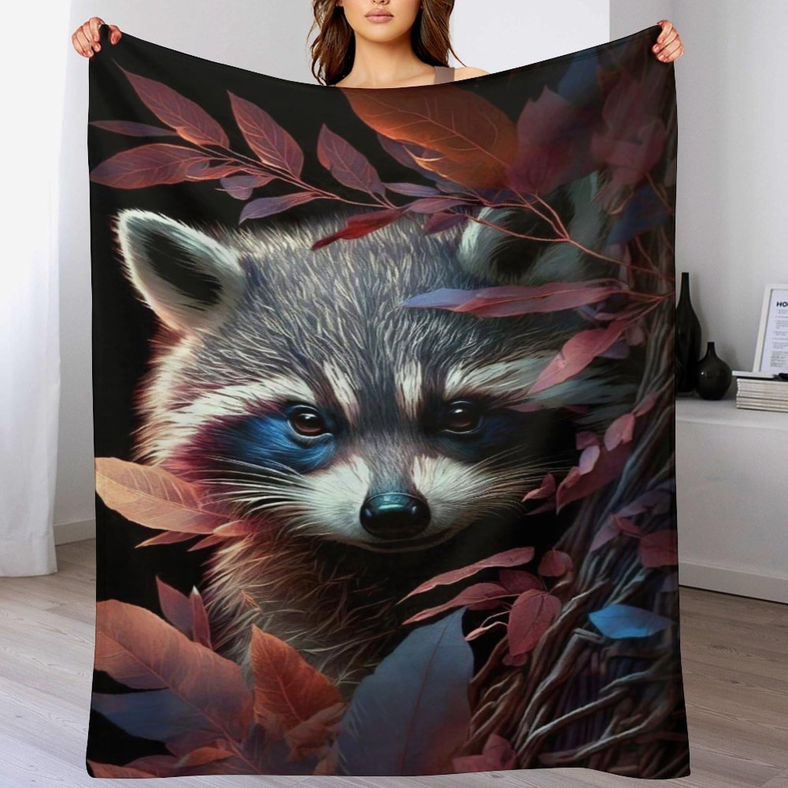 Couverture en peluche raton laveur idéale pour vos soirées cocooning sur le canapé