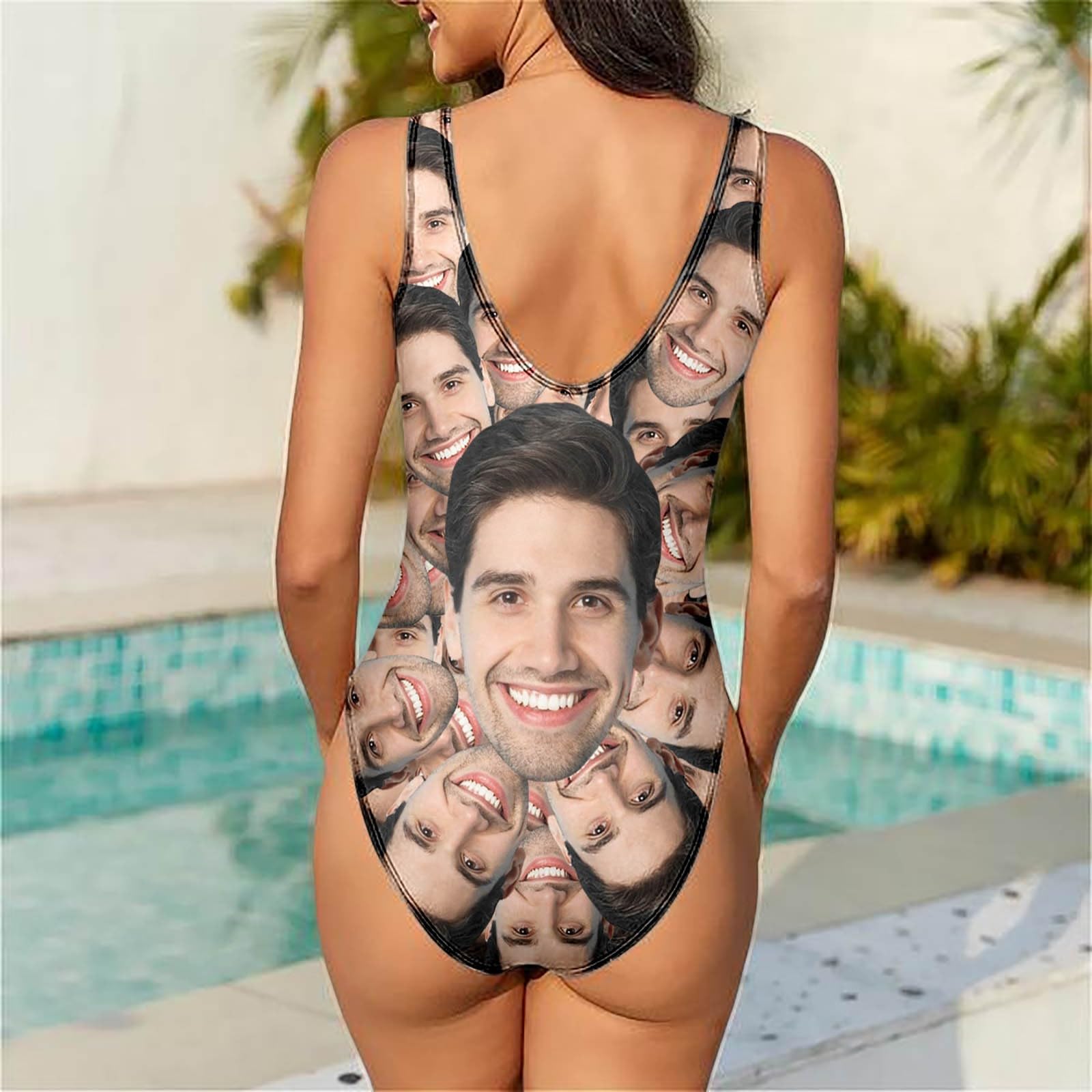 Costume da Bagno Sexy con Stampa di Lettere Fai da Te alla Moda da Donna, Costume da Bagno Senza Maniche e Senza schienale3/A