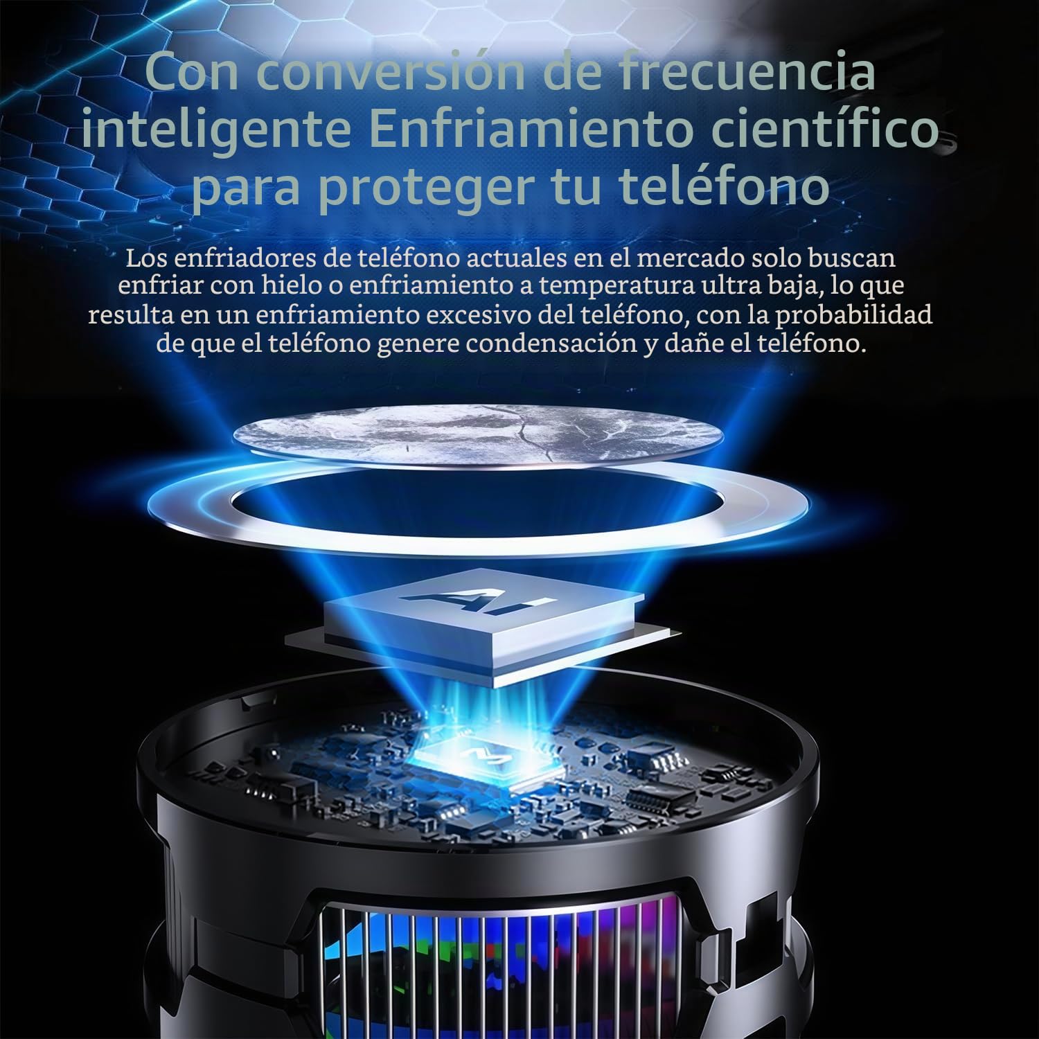 Enfriador magnético de teléfono para juegos, ventilador de refrigeración de iPhone celular para clima caluroso, Enfriador móvil RGB portátil para funda celular, ventilador para teléfono, iPad