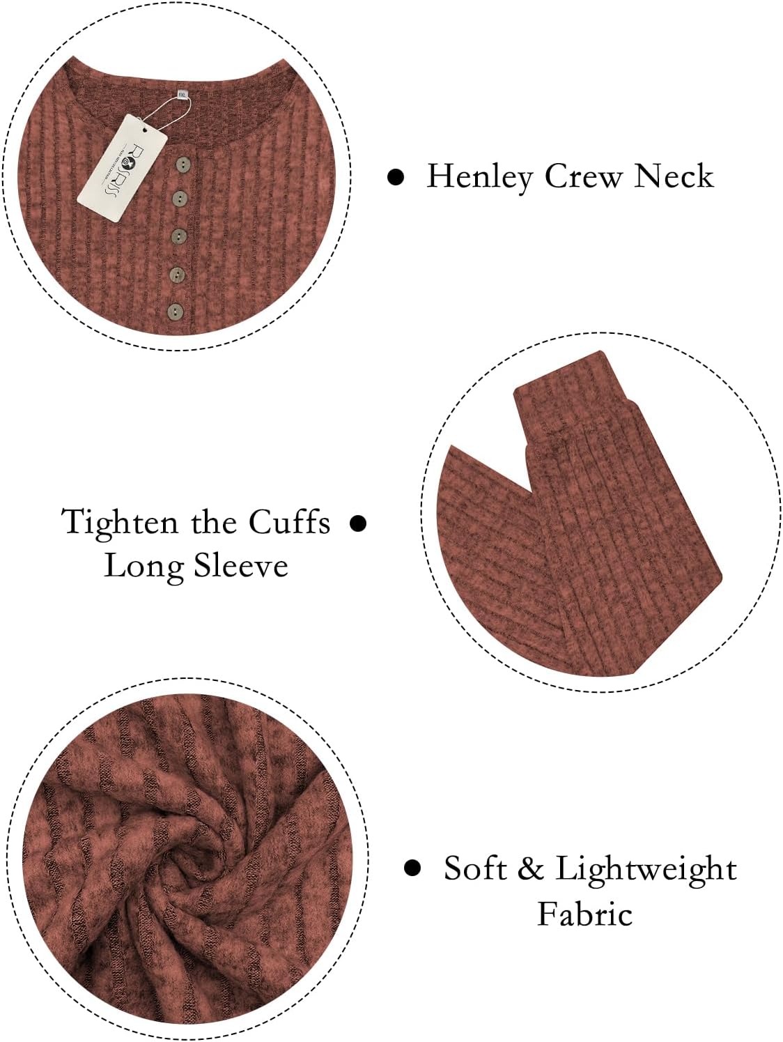ROSRISS Womens-Plus-Size-Tops Trendy Long Sleeve Henley Shirts Casual Ribbed Knit Tunics Dressy Crewneck Pullover Sweaters - Image 4