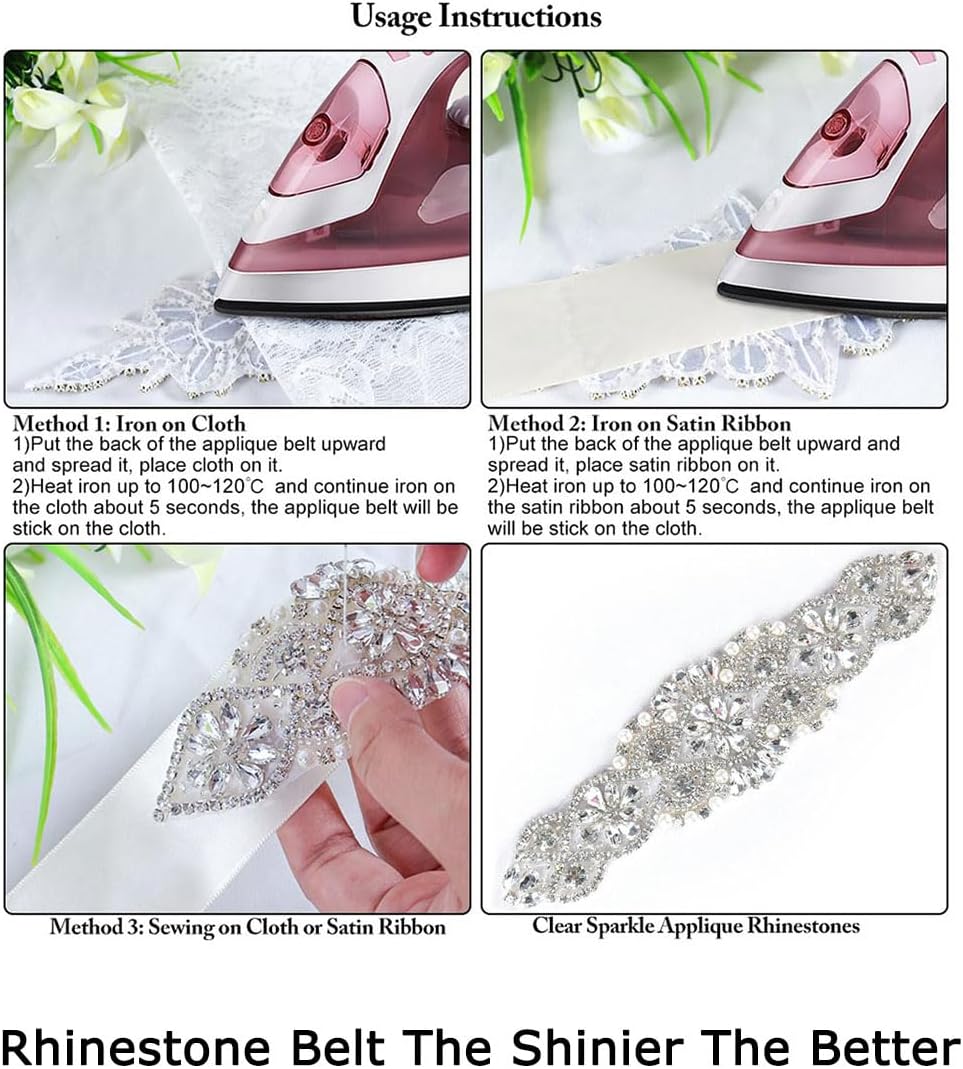 ShiDianYi Wedding Belts with Rhinestones Gold 5 Pack Bridal Belt Crystal Bead Sash Belt Handmade Dress Belt for Wedding Ceremony