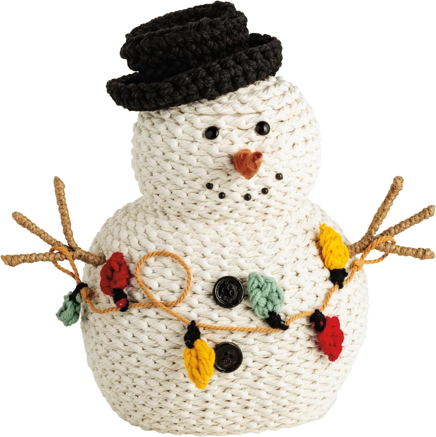 Mud Pie Christmas Large Crochet Snowman Sitter