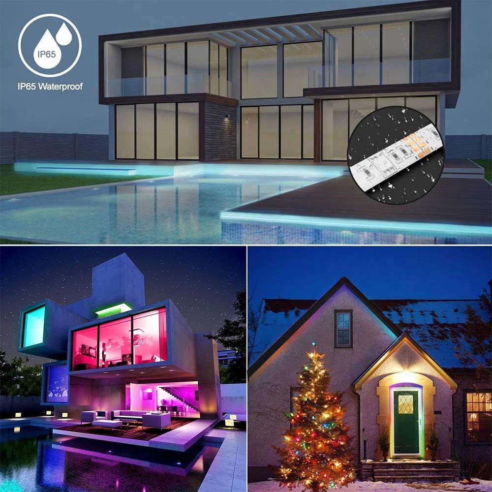 Romwish LED Strip Lights, 40ft RGB LED Strips with Bluetooth Controller, 16 Million Colors, 44 Keys IR Remote Control, Music Sync Dance, Timing Function for Home Decoration