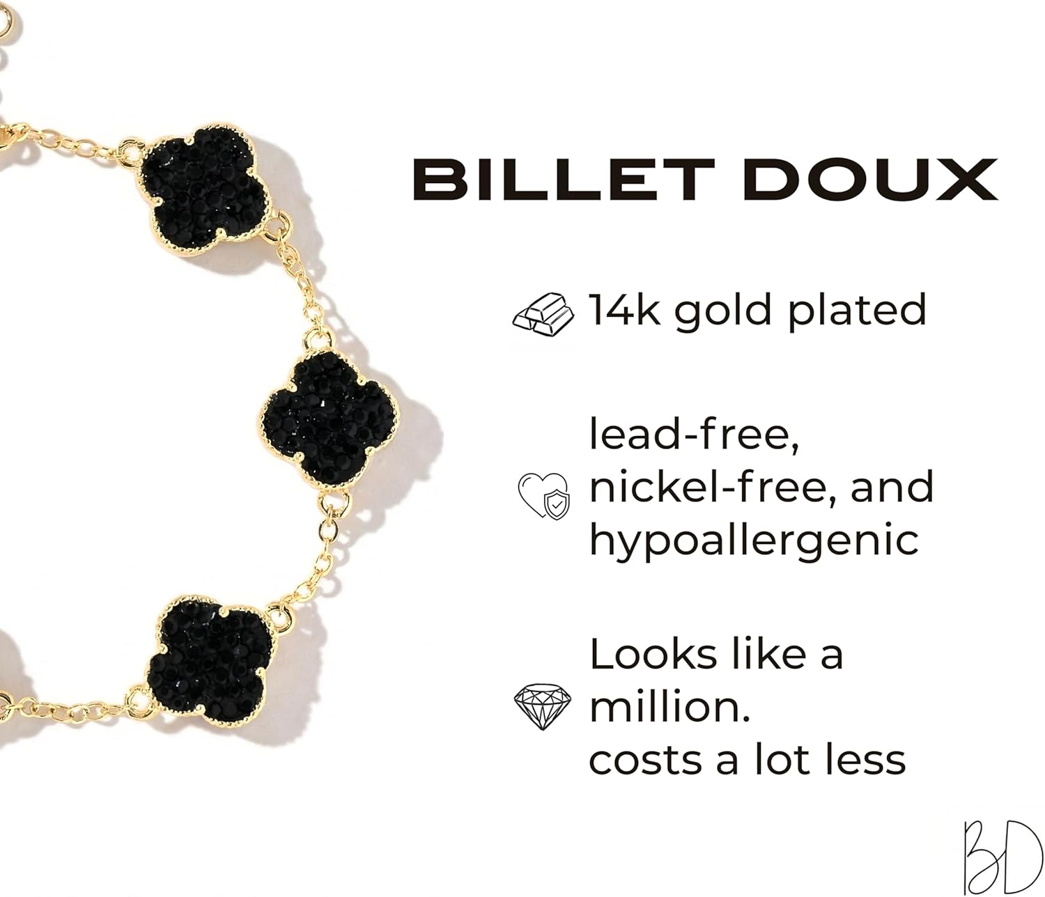 14k Gold Plated Sparkling Colorful Cubic Zirconia Clover Bracelet for Women, Valentine's Day Gifts, Dainty Four Leaf Clover Dazzling CZ Stones Bracelet, Adjustable Size, Trendy Jewelry Gifts For Her - Image 4