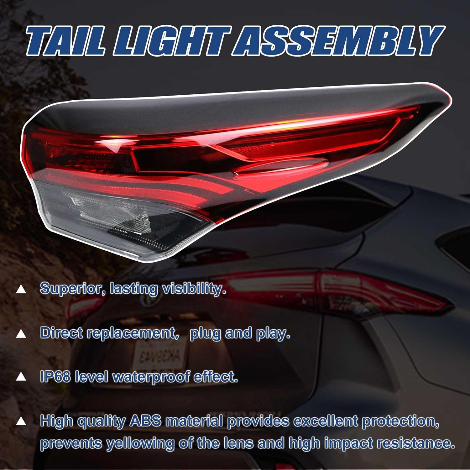 Tail Lights Assembly Rear Lamp Compatible With Highlander 2020 2021 2022 2023 Right Passenger Side