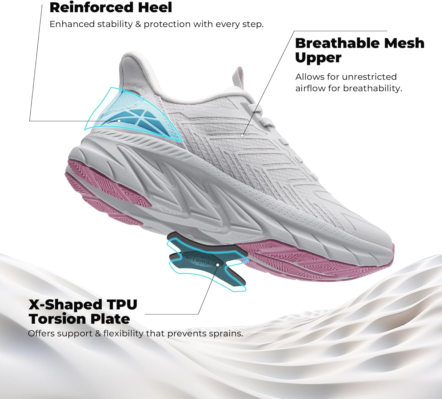 Women's Slip On Walking Shoes Running Comfortable Tennis Breathable Non Slip Athletic Gym Workout Cross Training Fashion Sneakers - Image 4