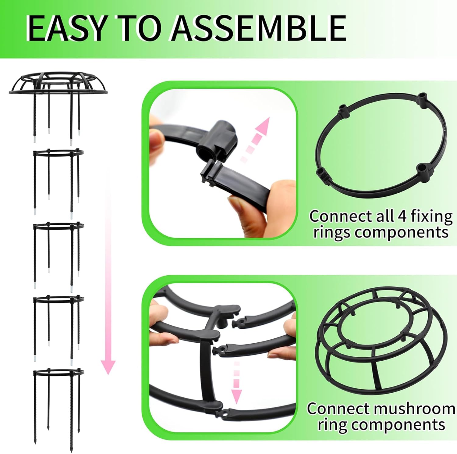65-Inch Garden Trellis for Climbing Plants,Heavy-Duty Metal Obelisk with Mushroom Top,Stable Support for Potted Clematis,Tomato,Cucumber,Rose,Pea & Vine