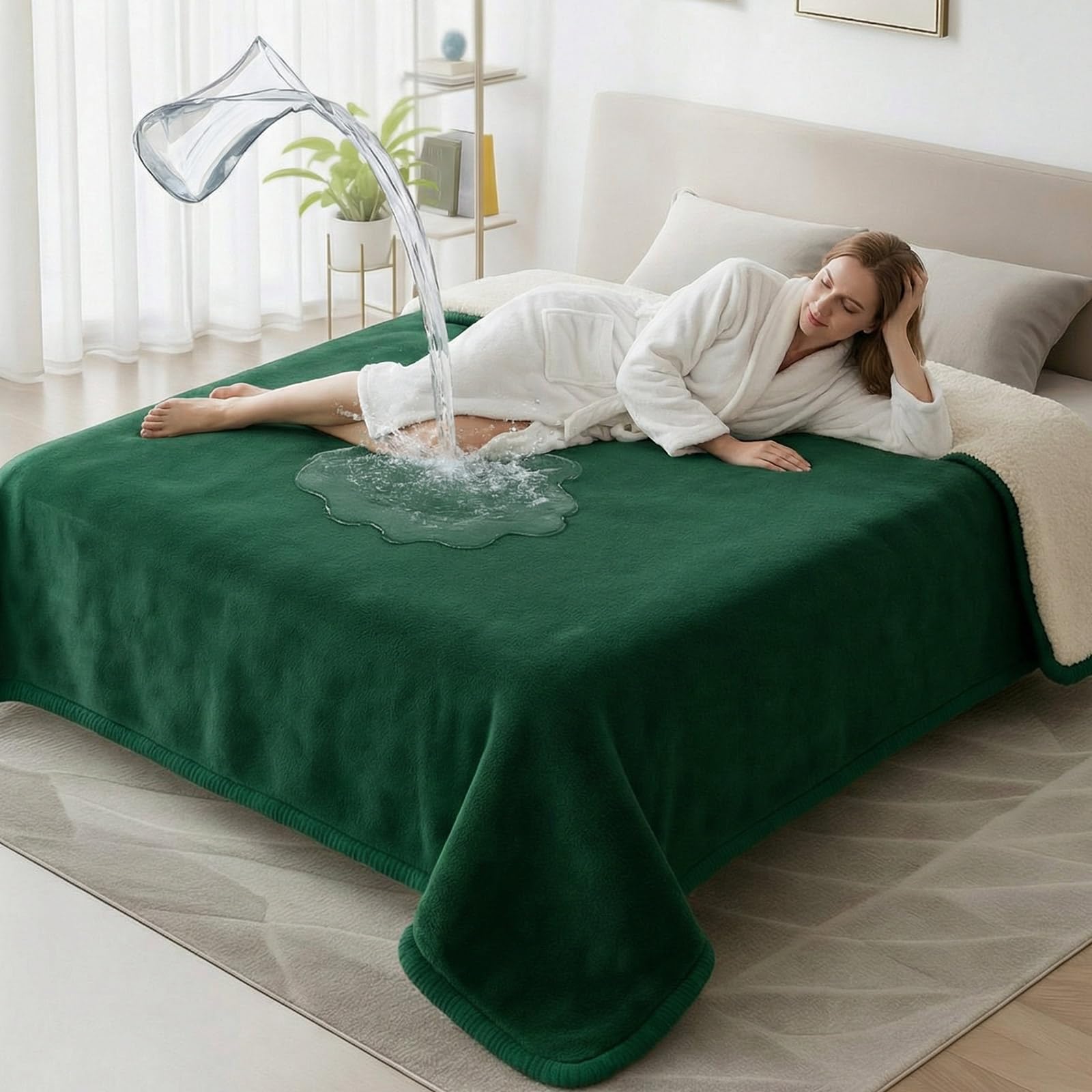 Tisancy Waterproof Gray Blanket for Dog Cat Puppy, 80'' x 80'' Double Side Leakproof Reversible Double Side Sherpa Flannel Fleece 3 Layer Lightweight