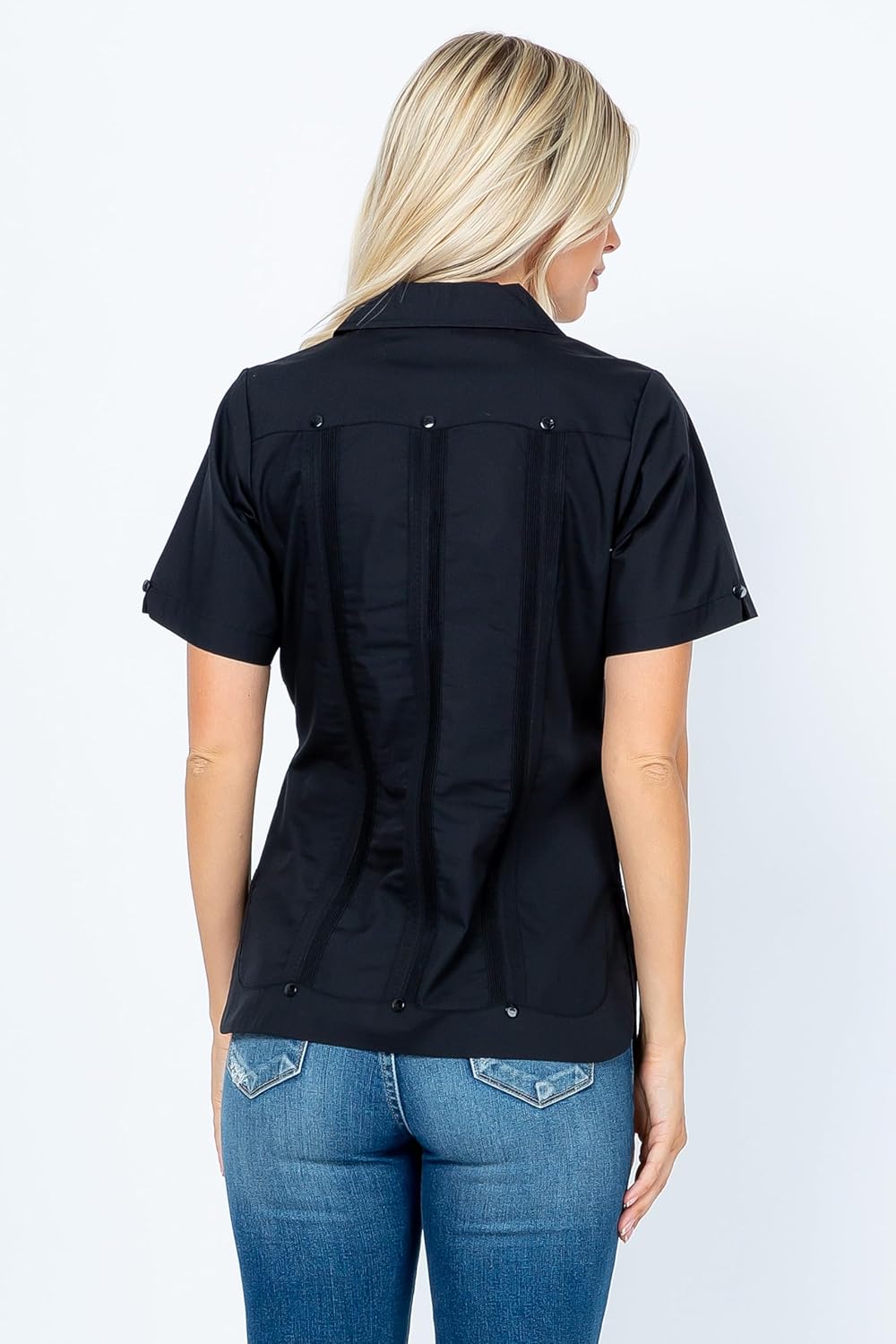 Mojito Collection Women's Cotton Blend Classic Short Sleeve 4-Pocket Guayabera - Image 9