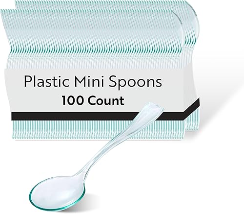 Restaurantware Mini cucharas de 4 pulgadas, 100 cucharas pequeñas desechables, par de alta resistencia con aperitivos o postres, cucharas de muestra