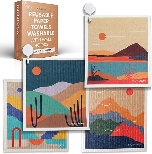 MAISONOVO Toallas de papel reutilizables lavables  Kyoto Mix Pack de 6