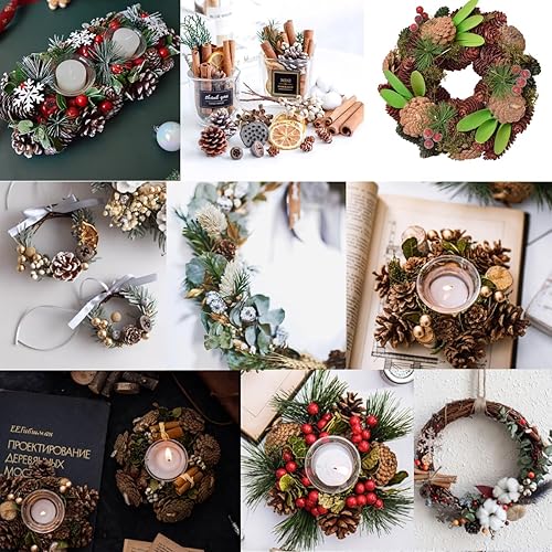 Miniatura 5 de TIHOOD 320 minipiñas naturales de Navidad de 1.18 a 1.97 pulgadas a granel, adornos de piñas naturales de Navidad para manualidades, decoración del