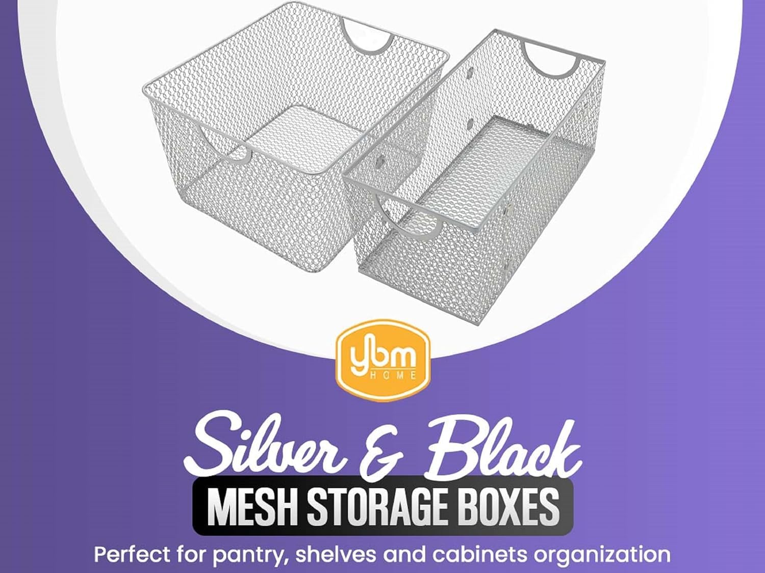 YBM HOME 1040s-2 Aufbewahrungskorb für Haushalt, Drahtgeflecht, Metall, Stahl, offenes Abfalleimer, Organizer für Küche, Schrank, Speisekammer, Obst und Gemüse, 2er-Pack, 35,6 x 25,4 x 22,6 cm