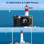 4K Digital Cameras for Photography, Compact Vlogging Camera with Flip Screen, 18X Digital Zoom YouTube Camera, Ideal for Bignners Boys Girls Black