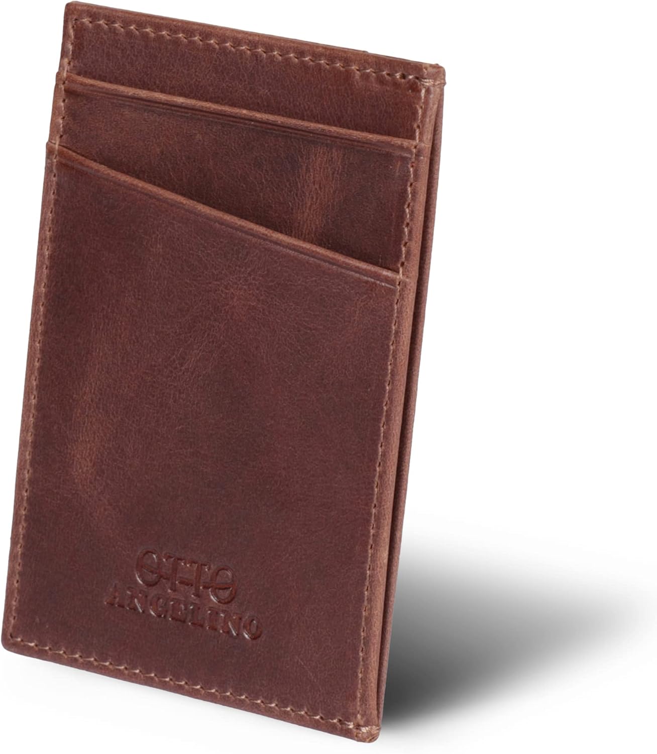 Otto Angelino Portafoglio Uomo Sottile in Vera Pelle con Raccoglitore per Carte – Spazio per Carte di Credito, Biglietti da Visita, Bancomat, Blocco RFID (Verde)