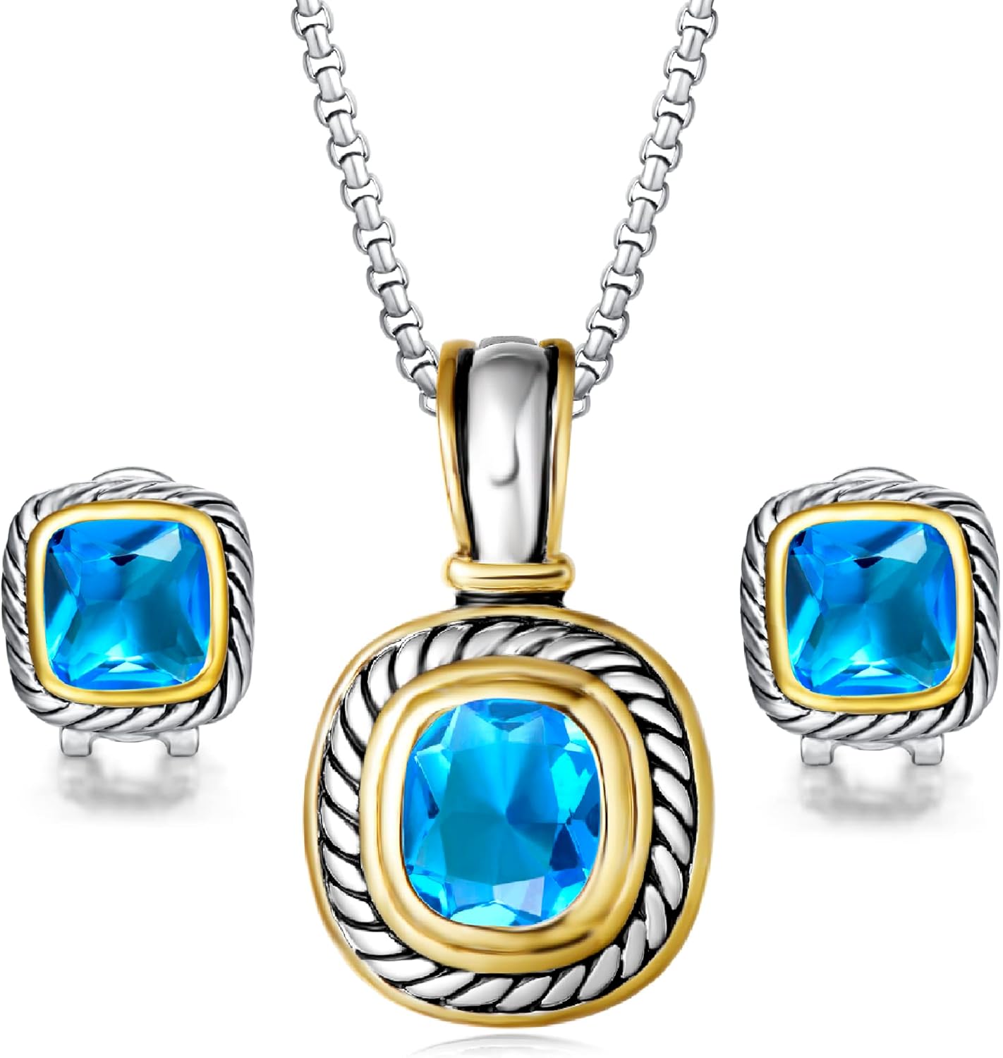 UNY Elegant Wedding Jewelry Sets CZ Crystal French Clip Earring Enhancer Pendant Designer Inspired Christmas Gifts