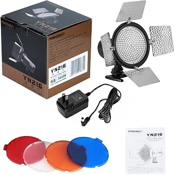 Yongnuo YN216 YN-216 LED Video Light 5600K + 12V 2A AC Adapter Power Supply