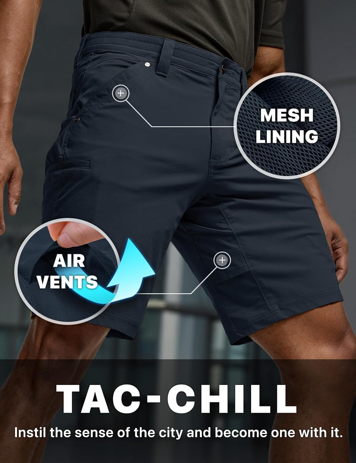 CQR Men's Stretch Utility Shorts, Lightweight Quick Dry Casual Shorts, Hiking Golf Cargo Shorts with Zipper Pockets - Image 5