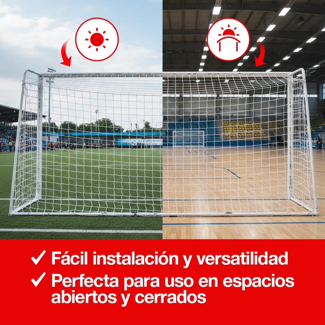 Juego de Red para Portería de Fútbol-7 6x2x1x1.50 m Blanco 2 Unidades