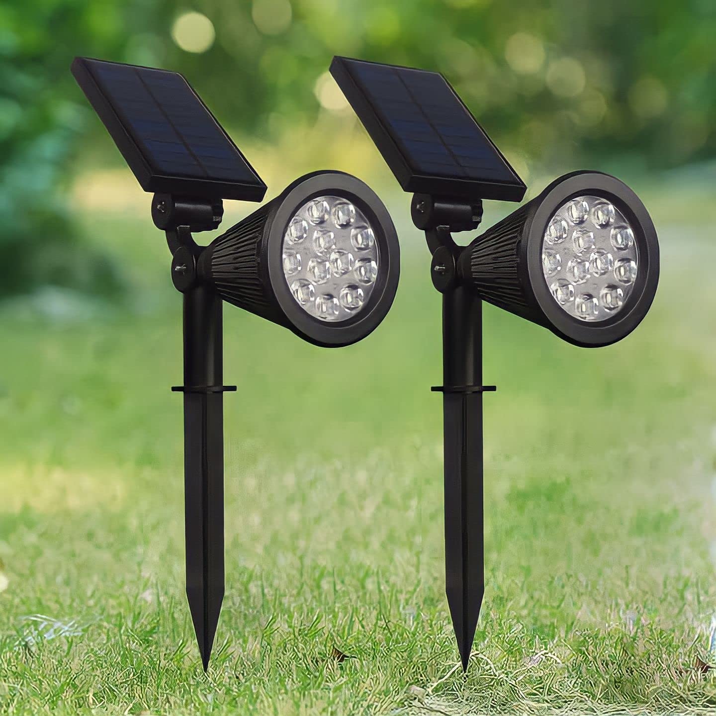 EVB Outdoor Solar Spot Light.12LED Landscape Spot Light. Waterproof IP65 2PACK (Warm White), T162512P