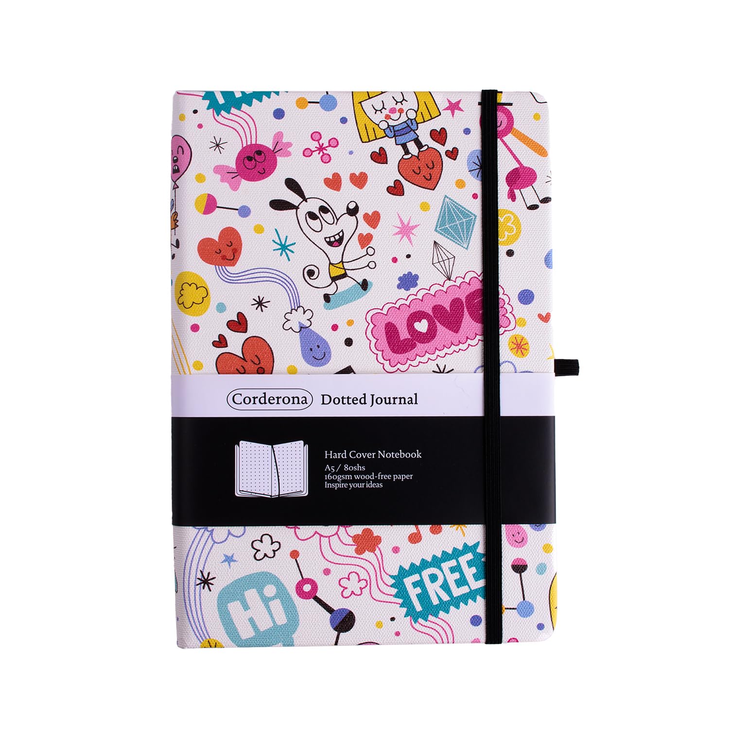 Journal à pois A5 carnet de notes pointillé papier 160g/m² couverture rigide - 8