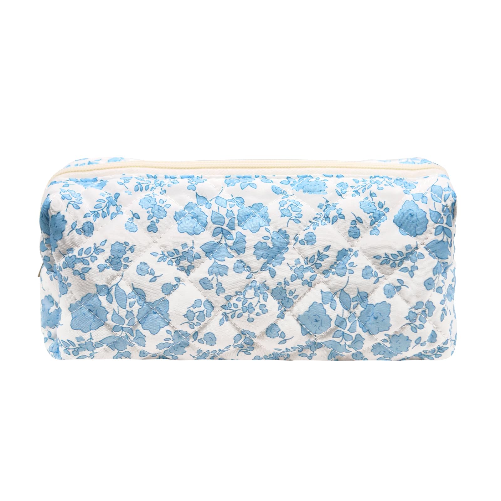 LJCZKA Floral Pencil Case for Girls Women Small Flower Pencil Pouch, Cotton Quilted Makeup Bags for School College Travel