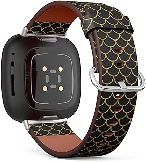 CJBROES Replacement Leather Watch Band, Compatible with Fitbit Versa 3 and Fitbit Sense of Wristband Bracelet Accessory - Mermaid Tail