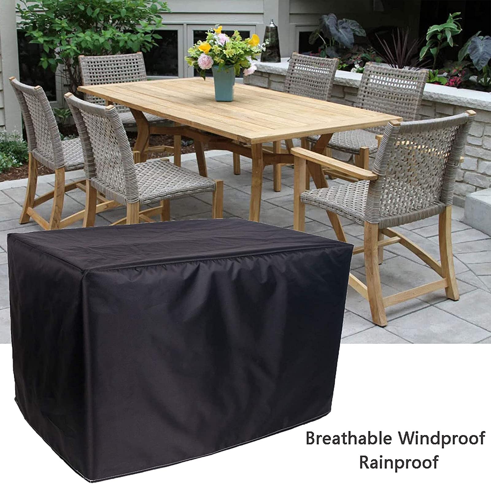 IQOAIJ Funda Protectora para Muebles de jardín, Cubierta de Tejido de poliéster, Impermeable, protección contra Rayos UV, para Mesa de Patio y sillas,242x162x100cm